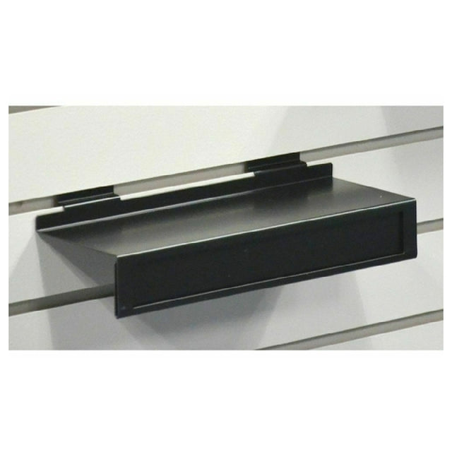 Hubert 46078 - Slatwall Shoe Shelf, 11"W X 4"D, With 10"L X 1-1/4"H Sign Channel