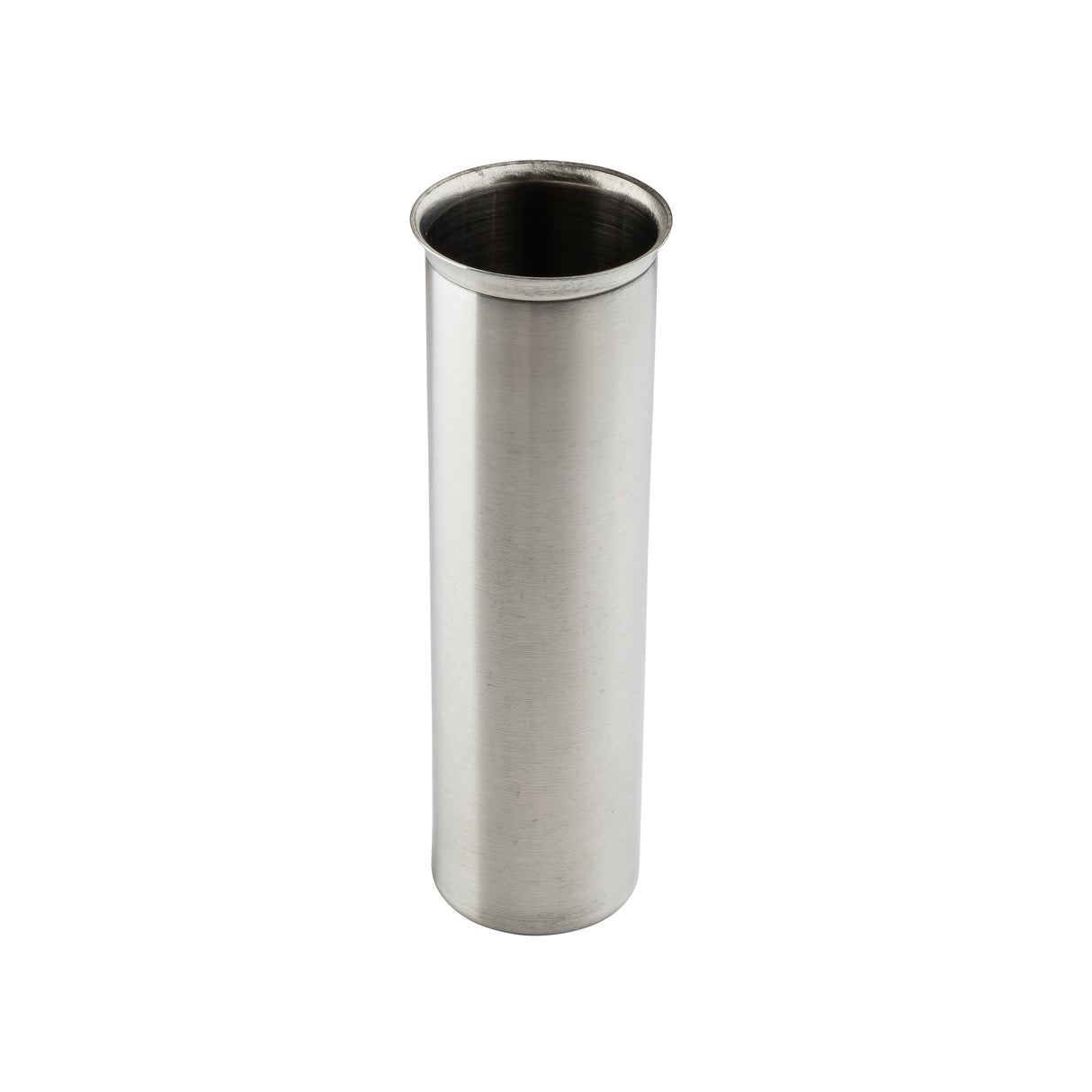 A tall, cylindrical stainless steel cup with a smooth, brushed finish and a slightly flared rim, pictured against a plain white background. Ideal for use with beverage dispensers or as a replacement ice core insert. The cup is empty and viewed from above.