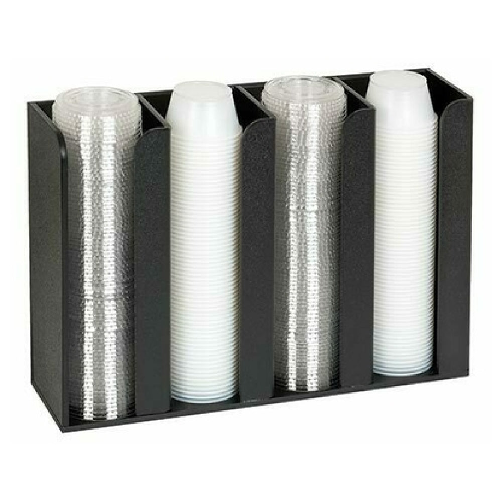 Dispense-Rite CTCO-4BT - Portion Cup & Lid Organizer, 4-section, Countertop/wall Mount