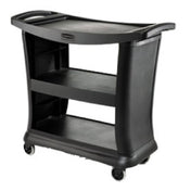 Rubbermaid FG9T6800BLA Executive Service Cart 3-shelf 39"L X 21"W X 38"H
