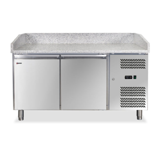 Omcan 39592 (PT-CN-0390) Refrigerated Pizza Prep Table With Granite Top Two-section
