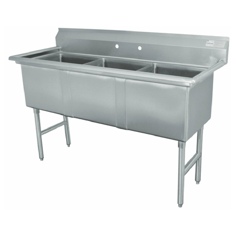 Advance Tabco FC-3-1515-X Special Value Fabricated Sink 3-compartment No Drainboards