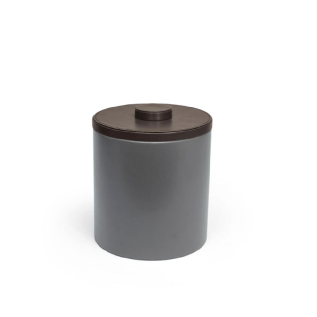 FOH RIB029GYL21 3.5qt Round London Ice Bucket Smoke With Brown Lid Includes One RIB017GYL21-BTM 3.5qt Round London Ice Bucket Base Smoke