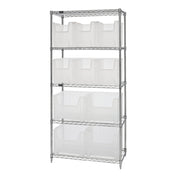 Quantum WR5-600800CL Bin Wire Shelving System 36"W X 18"D X 74"H 800 Lbs. Load Capacity Per Shelf