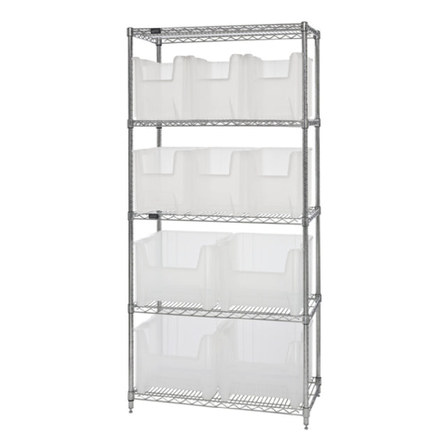Quantum WR5-600800CL Bin Wire Shelving System 36"W X 18"D X 74"H 800 Lbs. Load Capacity Per Shelf