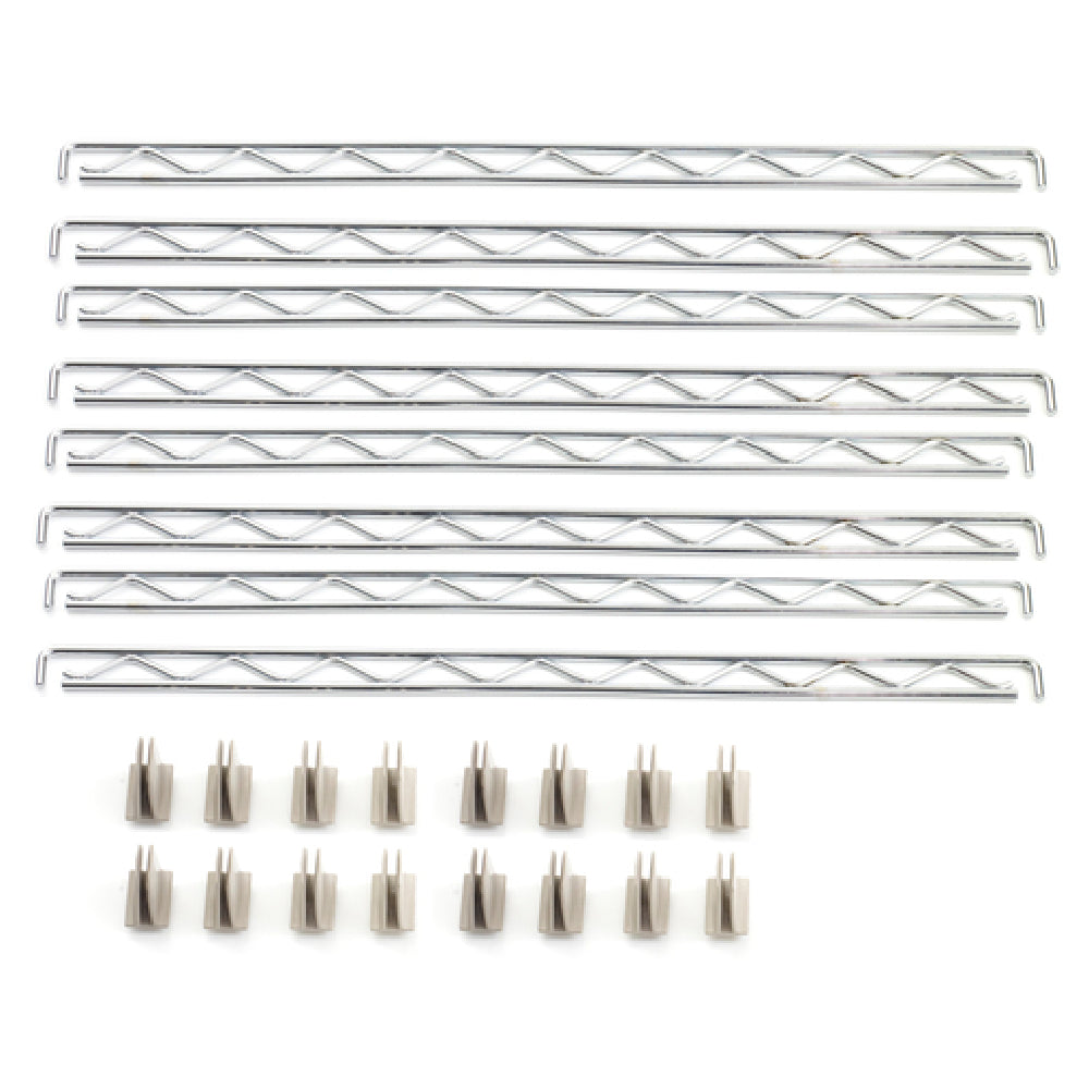 Metro BINRL24 Bin Rail Divider Set Includes (8) 1" Tall Chrome Plated Rails & (16) Polymer Mounting Clips