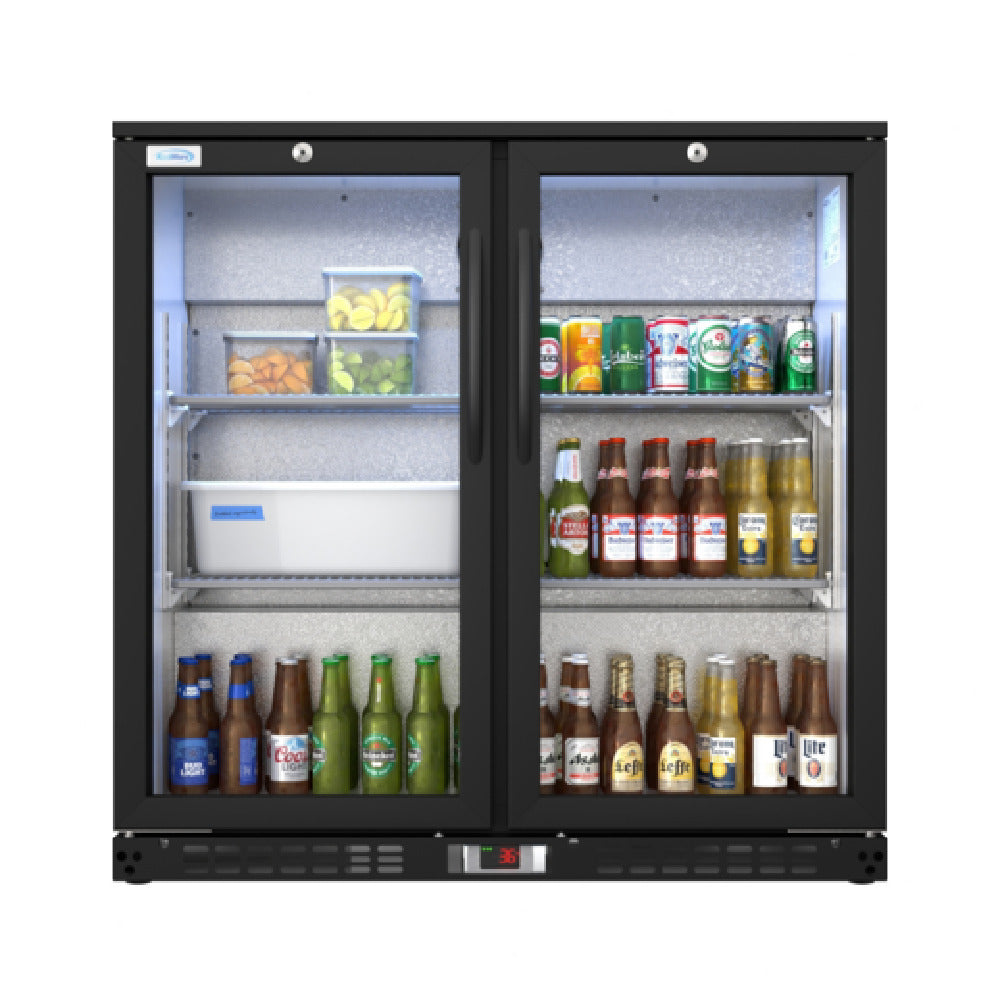 Koolmore BC-2DSW-BK - Back Bar Refrigerator, Two-section, 35-2/5"W X 20-4/5"D X 35-1/5"H