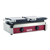 Hubert 20135 - Kratos® Commercial Double Panini Grill, Grooved Plates, 18.7"X9" Plate