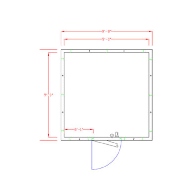 American Panel 10X10C-I Walk-In Cooler 7'-3-3/4" H X 9'-8" W X 9'-8" D Indoor