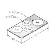 Wells 20434 Adapter Top To Convert 12" X 20" Square Corner Warmer To Hold (2) 4 Qt. & (2) 2-1/2 Qt. Insets