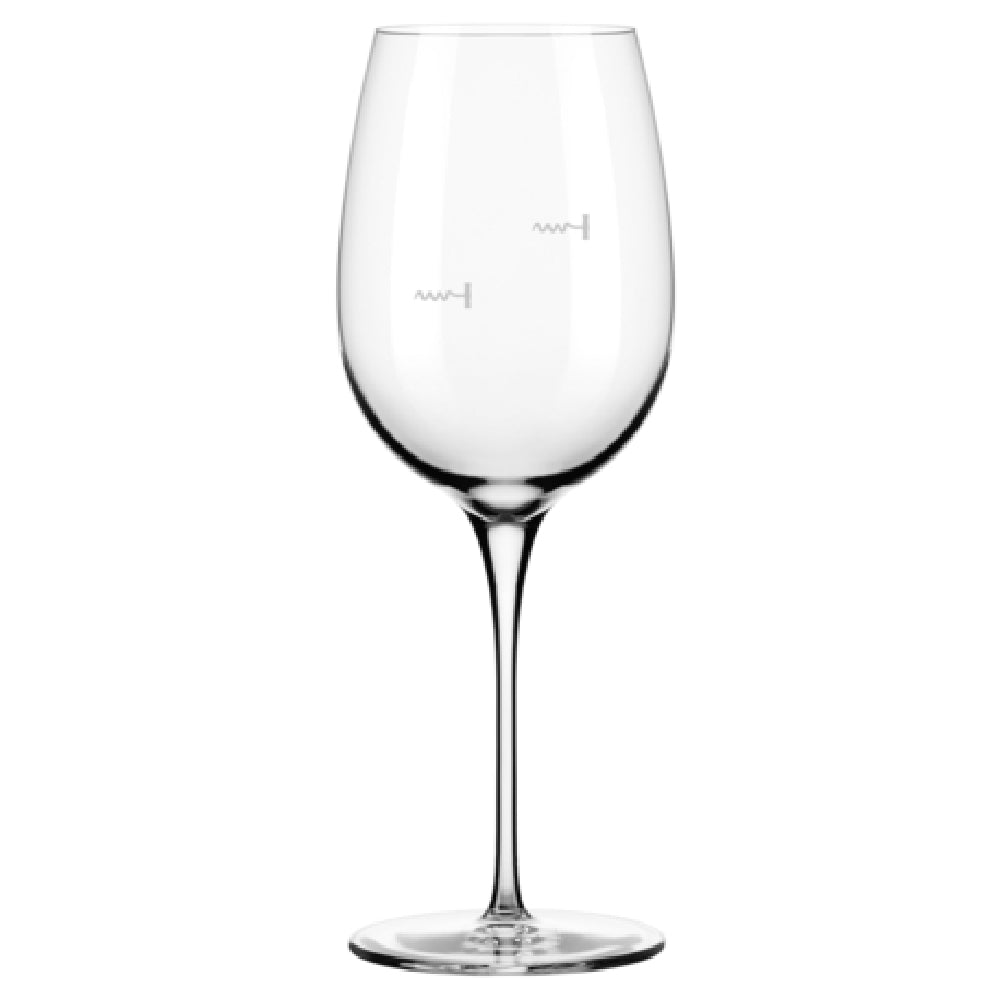 Libbey 9123/U226A Wine Glass 16 Oz Pour Control: Corkscrew Markings At 6 Oz. And 9 Oz.