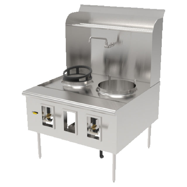 GSW USA ARE-2-13-13 Chinese Wok Range (2) 13" Hole/burner 14 Gauge Stainless Steel Top
