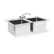 Steel Works Stainless SWDIS-2FB162012 Drop In Sink 25" X 37" X 12"H Cut Out Size 24-1/4" X 361/4" 2 Fabricated Bowl:16" X 20" X 1216ga/304 Stainless Steel Top