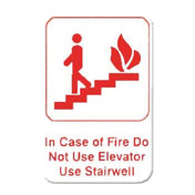 Thunder Group PLIS6904RD Information Symbol Sign 6" X 9" "In Case Of Fire Do Not Use Elevator Use Stairwell"