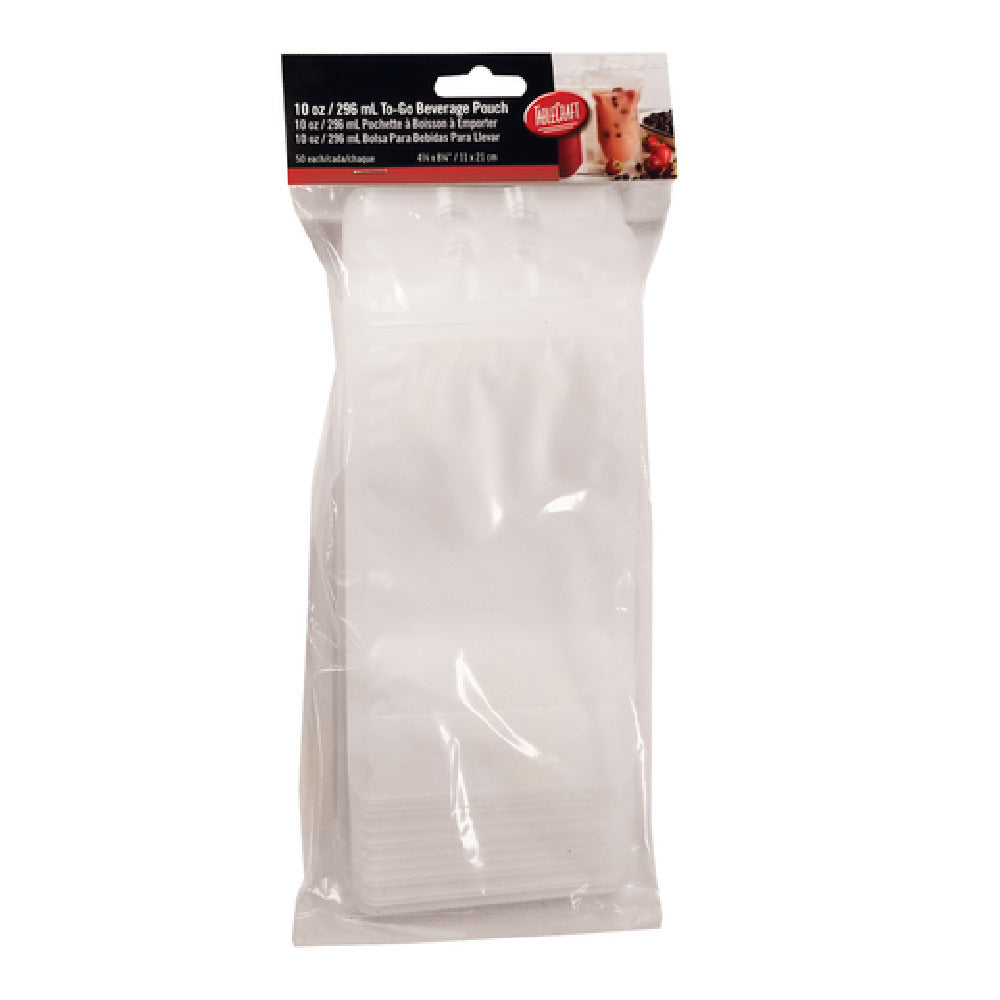 TableCraft Products 10883 - To-Go Beverage Pouches, 10 Oz., Polyethylene (50 Each Per Pack) (1 Pack Minimum Order)