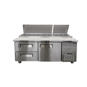 Omcan 49298 (PT-CN-1800-2D) Refrigerated Pizza Prep Table Two-section Side Mount Self-contained Refrigeration