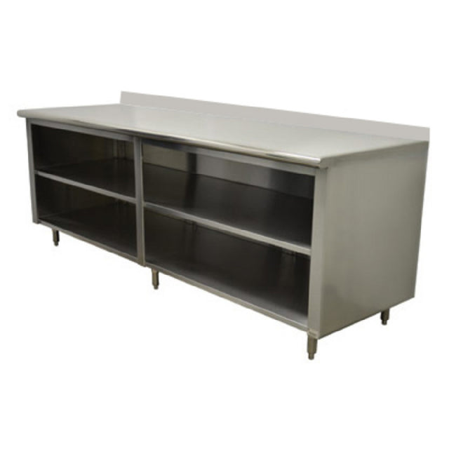 Advance Tabco EEK-SS-249M-X Special Value Economy Work Table 108"W X 24"D Open Front Cabinet Base With Mid-shelf