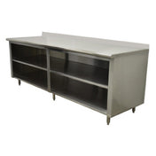 Advance Tabco EEK-SS-249M Special Value Economy Work Table 108"W X 24"D Open Front Cabinet Base With Mid-shelf