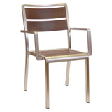 Emuamericas, Llc A1120-22-404 - Sid Stacking Arm Chair, Indoor/outdoor, Wood-look Aluminum Slat Back And Seat
