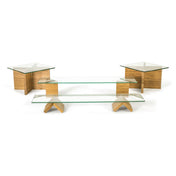 FOH BST007MUM28_ Buffet Essentials Bamboo Clear Glass On Natural Includes Two BHO062BBB20 9" Bamboo L Risers Set Of 2 Natural
