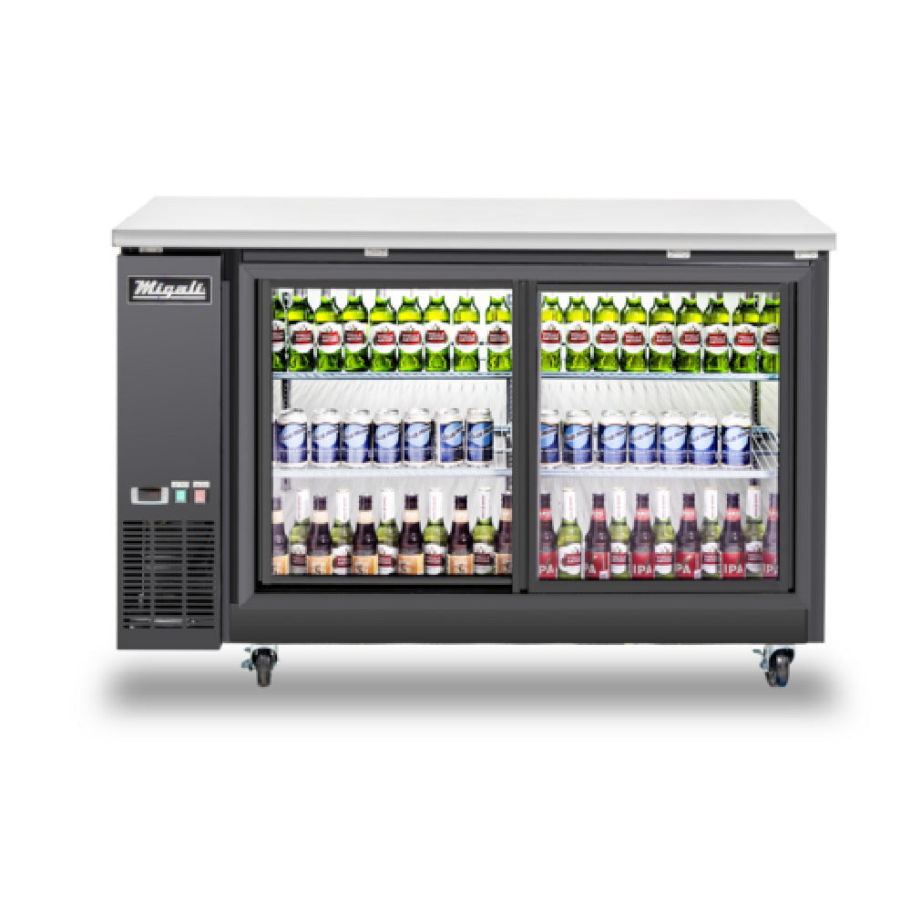 Migali Industries C-BB60SG-HC Back Bar Refrigerator 60.75"W X 25.75"D X 35.7"H (2) Sliding Glass Doors