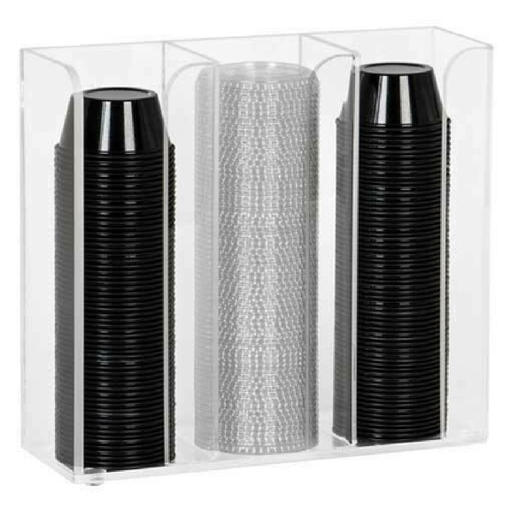 Dispense-Rite CTCO-3CL - Portion Cup & Lid Organizer, 3-section, Countertop/wall Mount