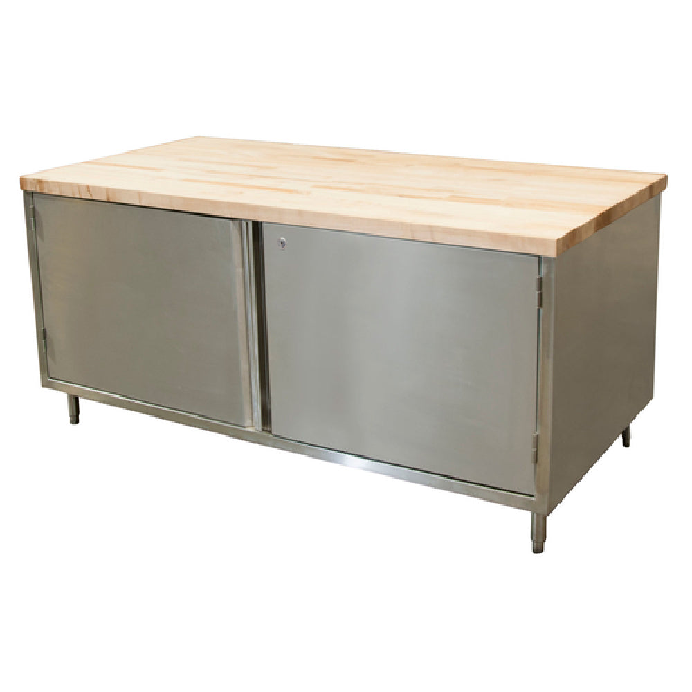BK Resources CMT-3672HL Chef Table Cabinet Base With Hinged Doors & Lock 72"W X 36"D X 34-3/4"H Overall Size