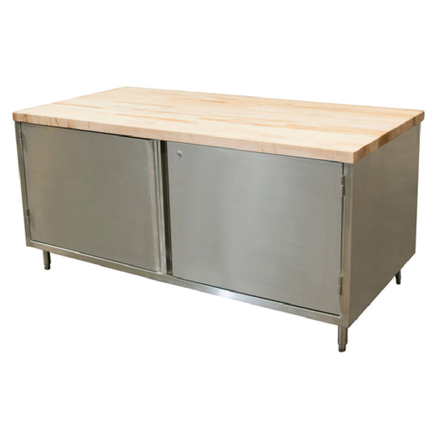 BK Resources CMT-3672HL Chef Table Cabinet Base With Hinged Doors & Lock 72"W X 36"D X 34-3/4"H Overall Size