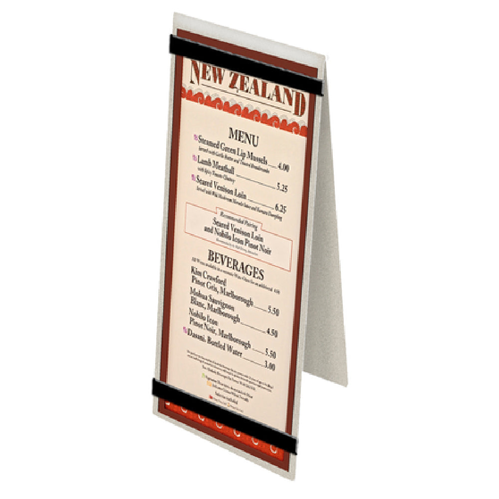 Menu Solutions MTDBL-411-RB_BRUSH Table Tent Holds 4-1/4" X 11" Insert Double Sided