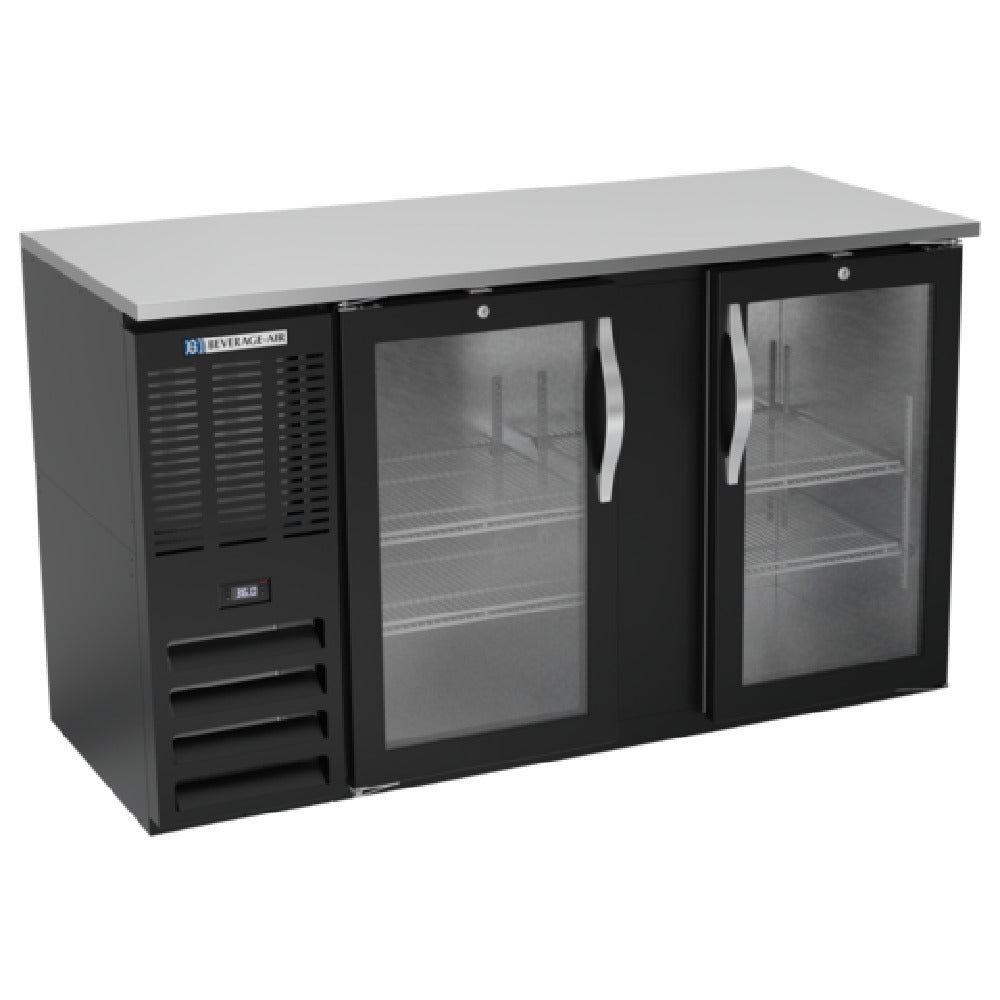 Beverage Air BBN58HC-G-B - Refrigerated Back Bar Storage Cabinet, Two-section, 58"W X 26-3/8"D X 34"H