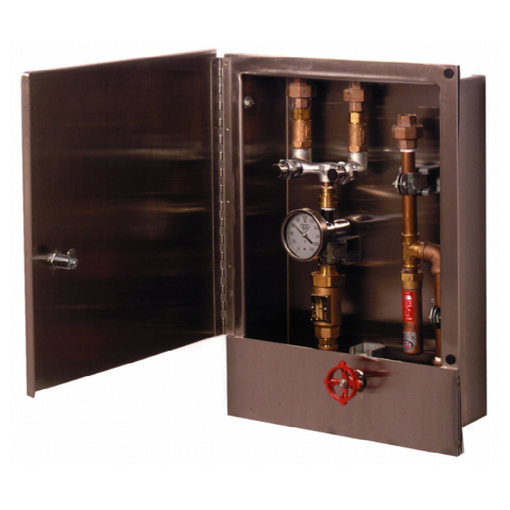 T&S Brass B-2339-LR Hose Reel Control Cabinet With Control Valve & Temperature Gauge & Dual Check Valves