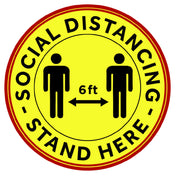 Winco PFD-12Y Social Distancing Floor Decal 12" Dia. Round