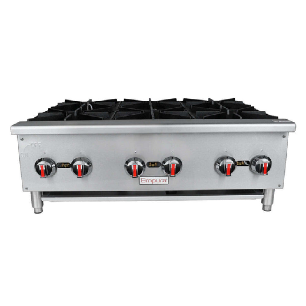 Empura EHP-6 - Standard Duty Gas Hot Plate, 35.6"W X 28.5"D X 13.7"H, With 12" X 12" Cast Iron Top Grates