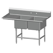 SPG 2SL24-LD24 - Universal Stainless Sink, Two Compartment, 24" Left-hand Drainboard