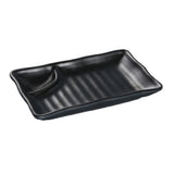 Yanco BP-4008 Black Pearl Compartment Plate 8"L X 4-1/2"W With Sauce Compartment