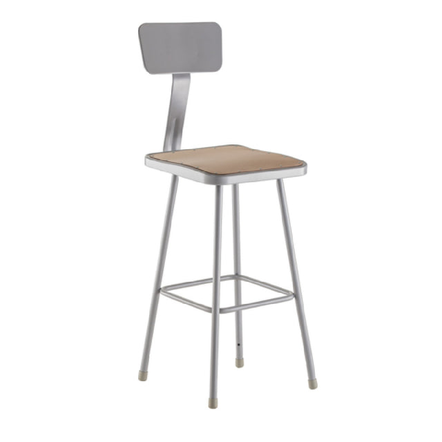 National Public Seating 6330B NPS® Heavy Duty Steel Stool With Backrest 30" Contoured Square Seat