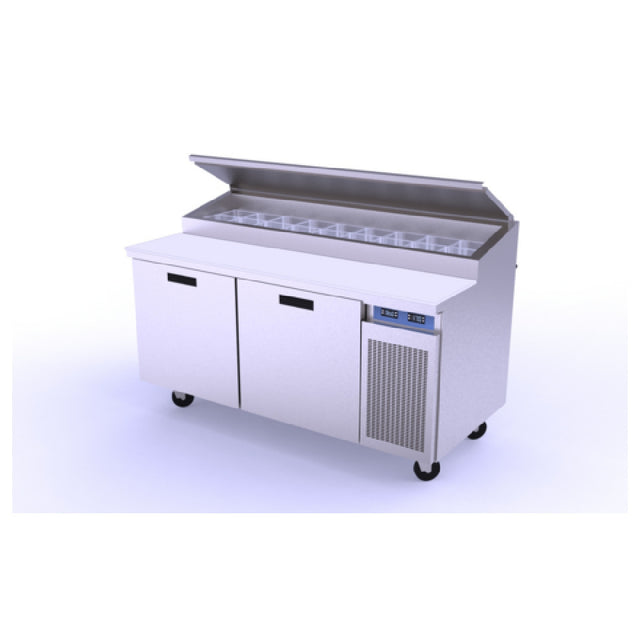 Randell 8268N-290-PCB Refrigerated Raised Rail Prep Table Two-section 68" W