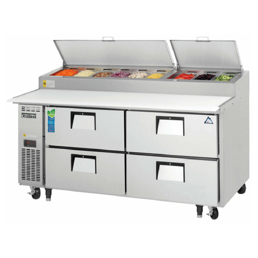 Everest Refrigeration EPPR2-D4 Drawered Pizza Prep Table Two-section 71"W