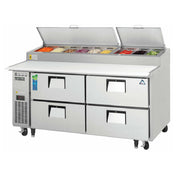Everest Refrigeration EPPR2-D4 Drawered Pizza Prep Table Two-section 71"W