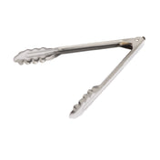 Mercer Culinary M21509LK 9.5" Utility Tong Pull Locking Mechanism Scalloped End 18-0 Stainless Steel