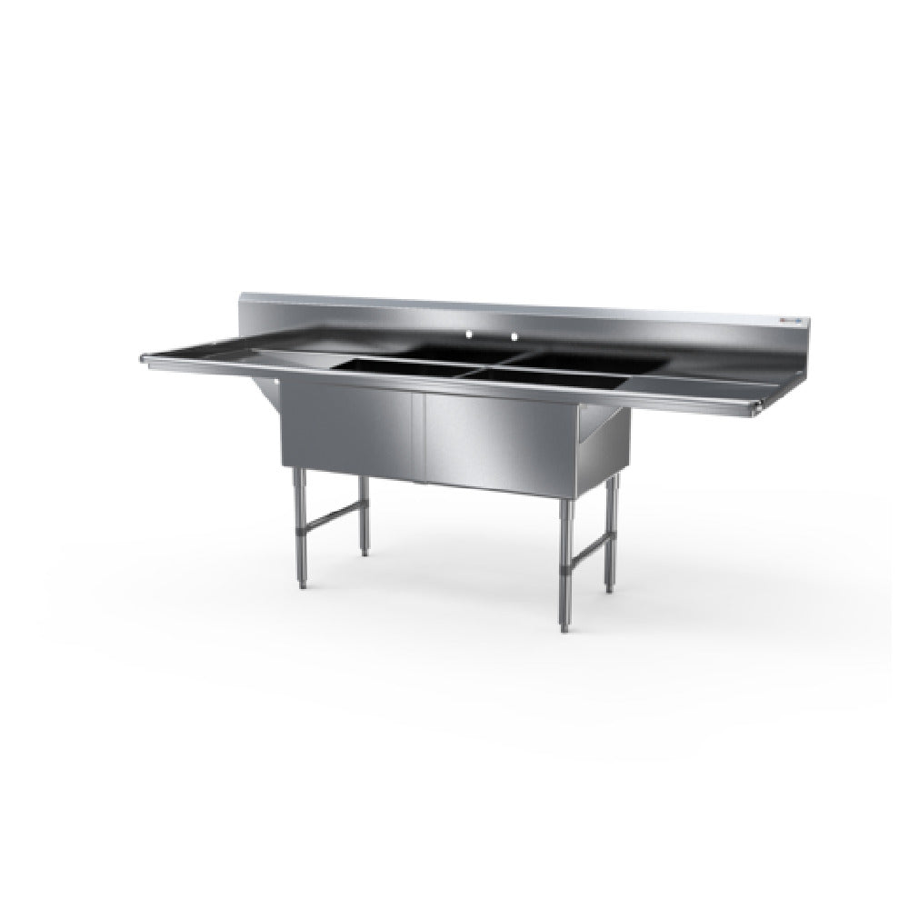 NBR Equipment 2SS-242414LR24-REINF Premium Sink Reinforced Deck 2-compartment