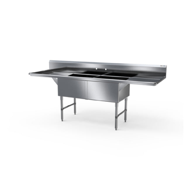 NBR Equipment 2SS-242414LR24-REINF Premium Sink Reinforced Deck 2-compartment
