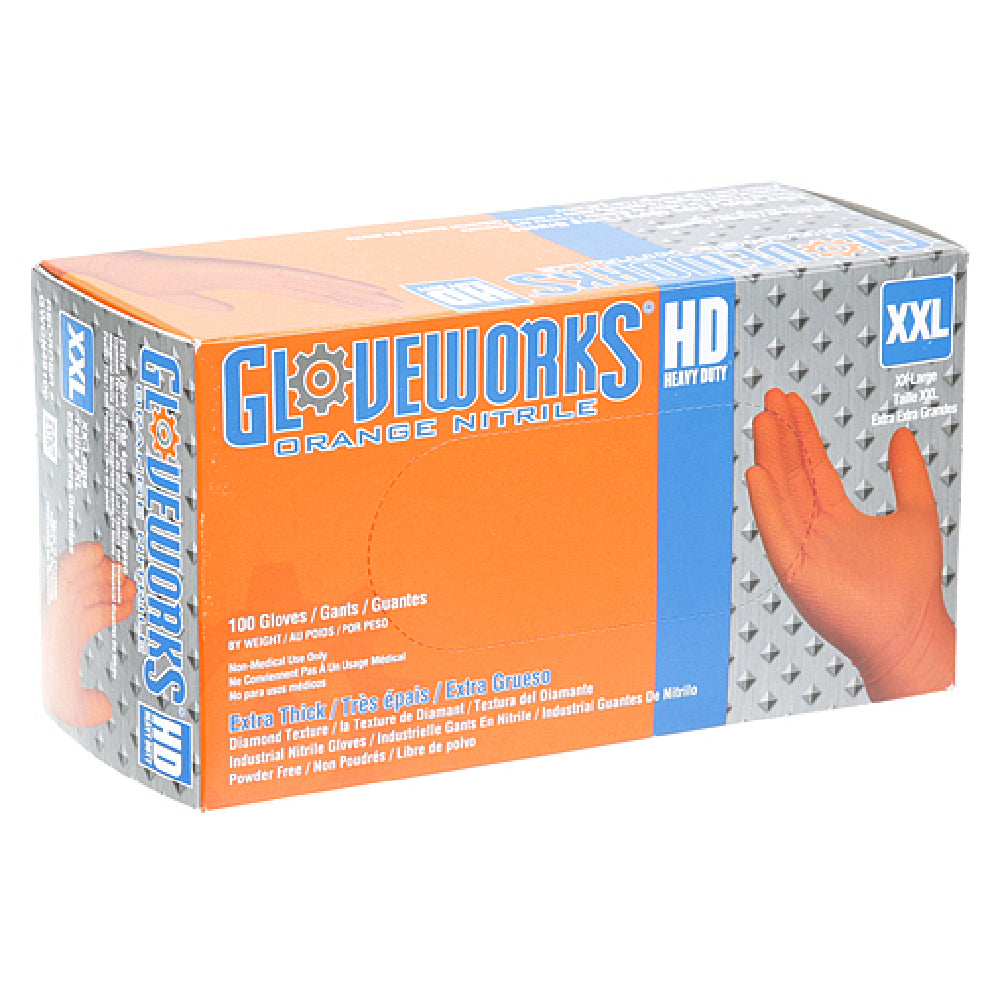 AllPoints 8014467 Glove Disp Ntrl Textured 8mil Orng Bx/100 Sz Xl