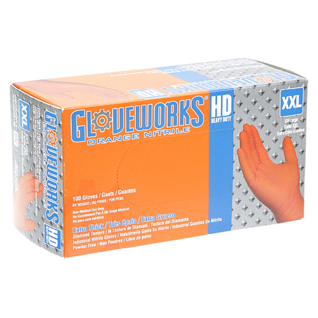 AllPoints 8014467 Glove Disp Ntrl Textured 8mil Orng Bx/100 Sz Xl