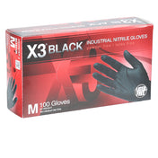 AllPoints 8014541 M Blk Nitrile Pf Gloves X3 100/bx