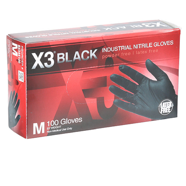 AllPoints 8014541 M Blk Nitrile Pf Gloves X3 100/bx