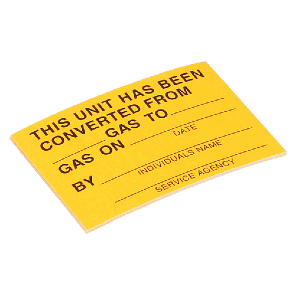 Southbend 1163932 Label Gas Conversion