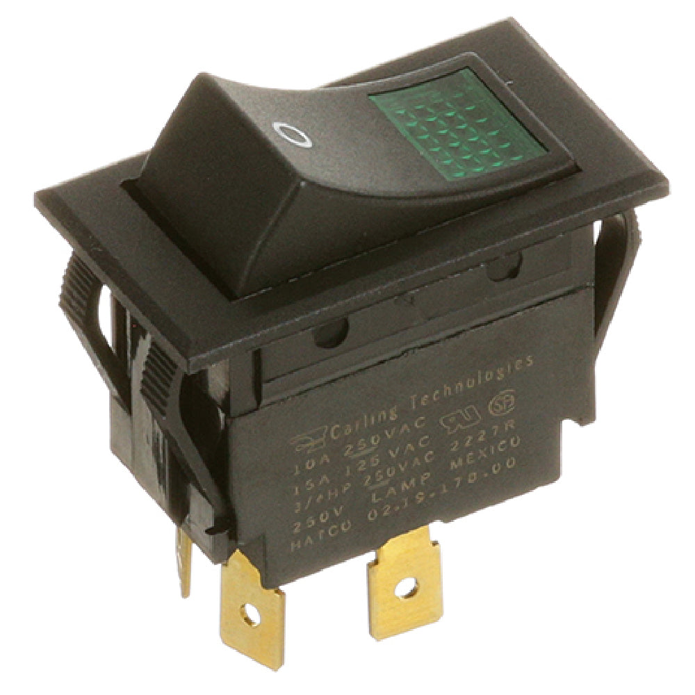 Hatco 02-19-178-00 Switch Roc Dpst 250v 10a Green