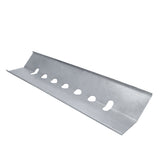 A silver metal bracket with angled edges and seven elongated oval holes, this Empura Equipment piece is designed for mounting or structural support—ideal for use as a radiant cover on charbroilers. Displayed against a plain white background.