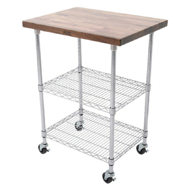 John Boos MET-WWC-2-X Metropolitan Wire Cart 33"W X 27"D X 36"H Overall Size 1-1/2" Thick Full Length Rail Top